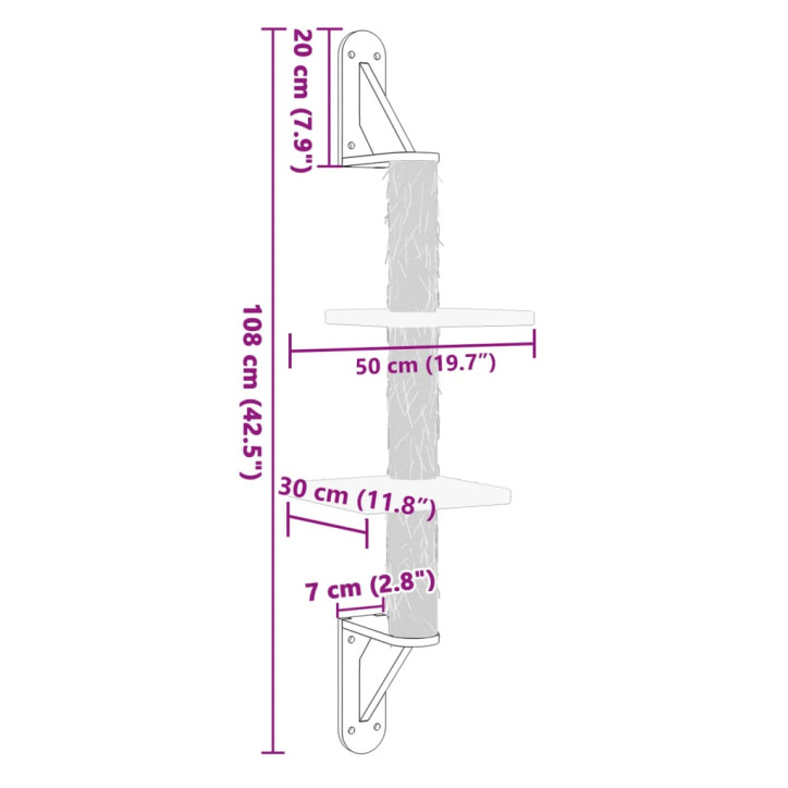 Draskyklė katėms su draskymo stovu, kreminė, 108cm