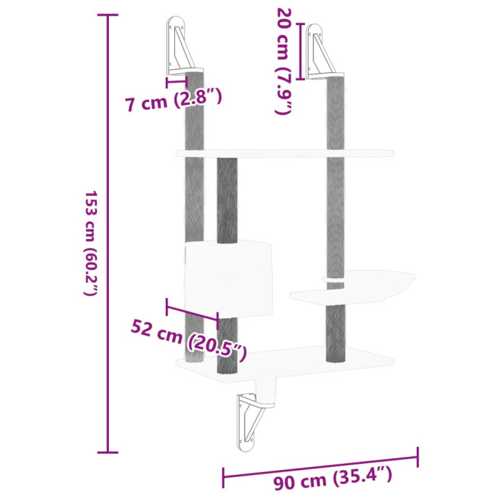 Draskyklė katėms su draskymo stovu, tamsiai pilka, 153cm