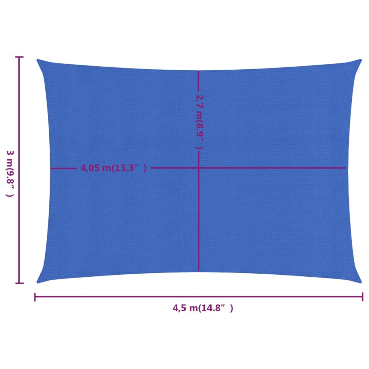 Burė nuo saulės, mėlynos spalvos, 3x4,5m, HDPE, 160g/m²