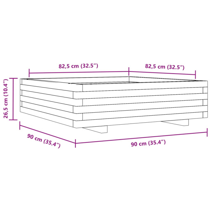 Sodo lovelis, 90x90x26,5cm, impregnuota pušies mediena