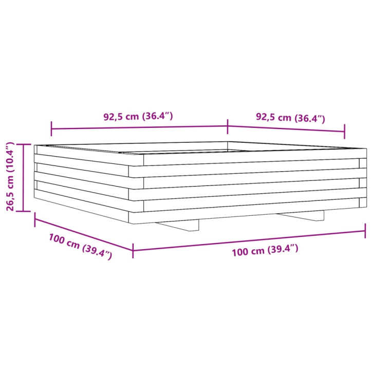 Sodo lovelis, 100x100x26,5cm, impregnuota pušies mediena