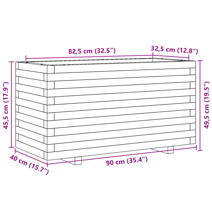 Sodo lovelis, baltas, 90x40x49,5cm, pušies medienos masyvas