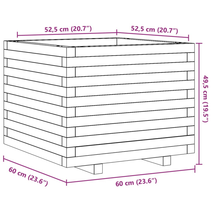 Sodo lovelis, 60x60x49,5cm, impregnuota pušies mediena