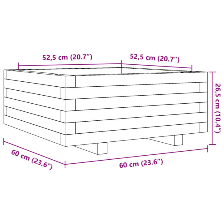 Sodo lovelis, 60x60x26,5cm, douglas eglės medienos masyvas