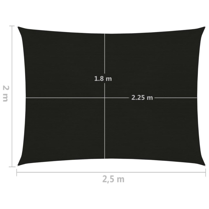 Uždanga nuo saulės, juodos spalvos, 2x2,5m, HDPE, 160g/m²