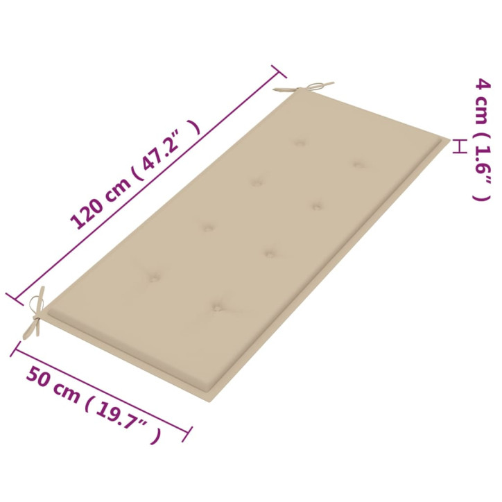 Dvivietis sodo suoliukas su pagalvėle, 120cm, eukalipto masyvas