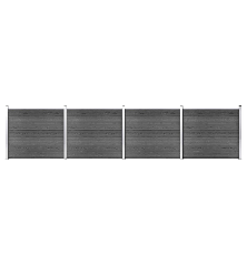 Tvoros segmentų rinkinys, juodas, 699x146cm, WPC