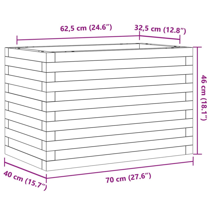 Sodo lovelis, 70x40x46cm, impregnuota pušies mediena