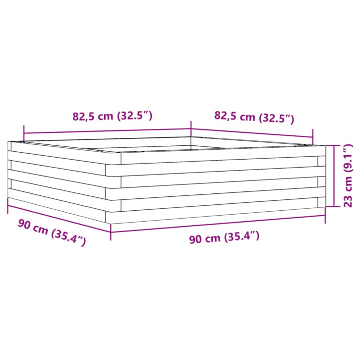 Sodo lovelis, 90x90x23cm, impregnuota pušies mediena