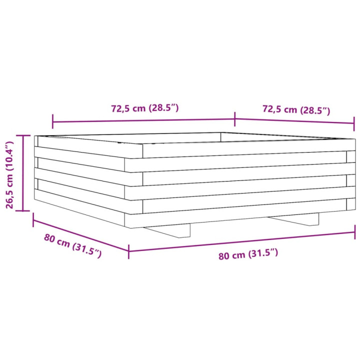 Sodo lovelis, baltas, 80x80x26,5cm, pušies medienos masyvas