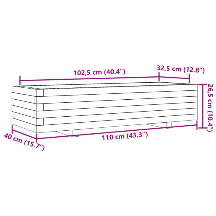 Sodo lovelis, 110x40x26,5cm, impregnuota pušies mediena