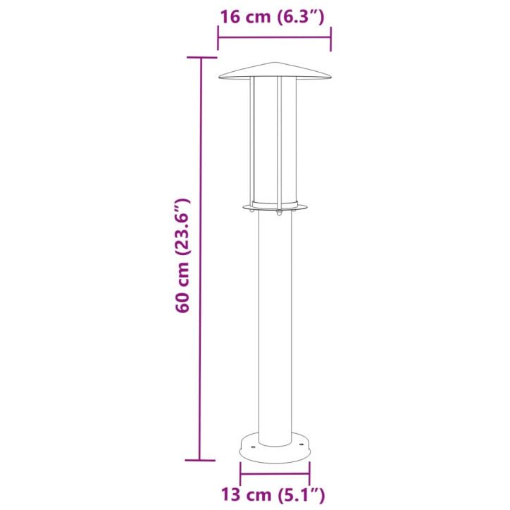 Lauko šviestuvas, sidabrinis, 60cm,nerūdijantis plienas