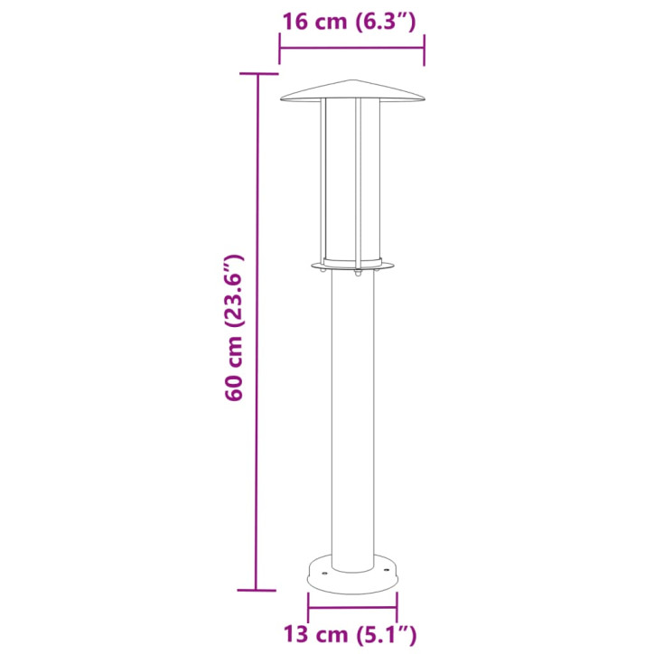 Lauko šviestuvas, 3vnt., juodas, 60cm, nerūdijantis plienas