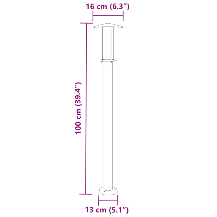 Lauko šviestuvai, 3vnt., juodi, 100cm, nerūdijantis plienas