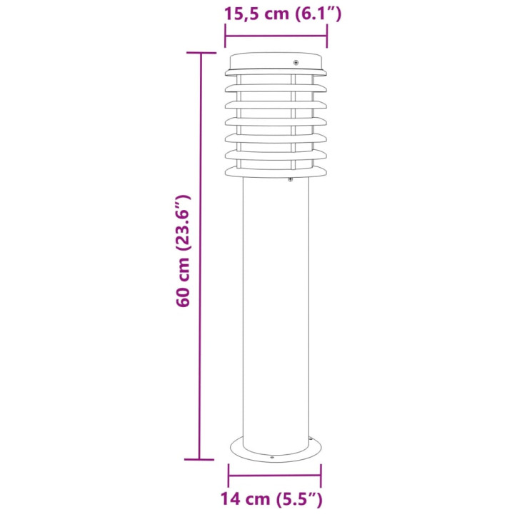 Lauko šviestuvas, juodos spalvos, 60cm, nerūdijantis plienas