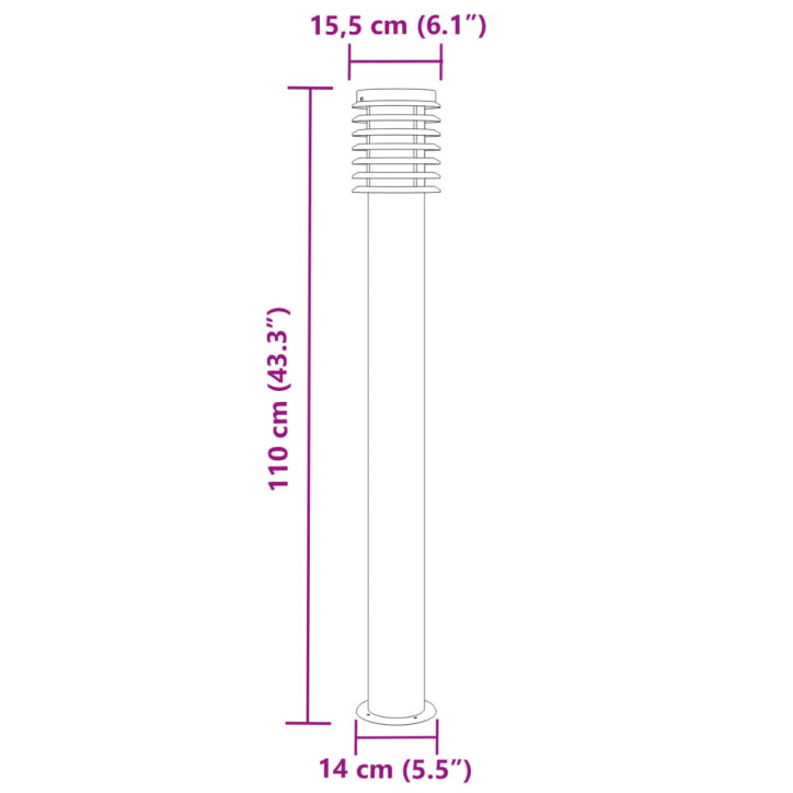 Lauko šviestuvas, juodos spalvos, 110cm, nerūdijantis plienas