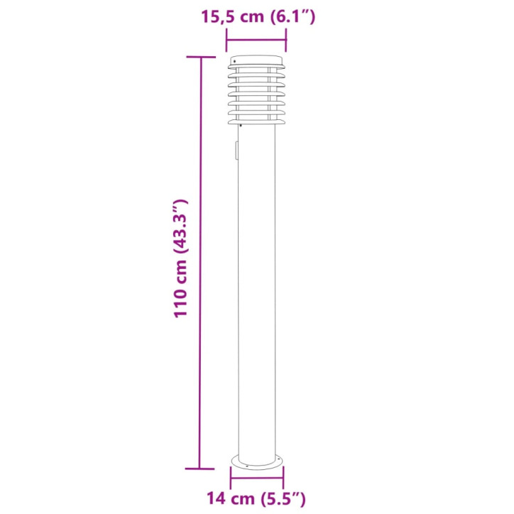 Lauko šviestuvai su išvedimu, 3vnt., juodi, 110cm, plienas