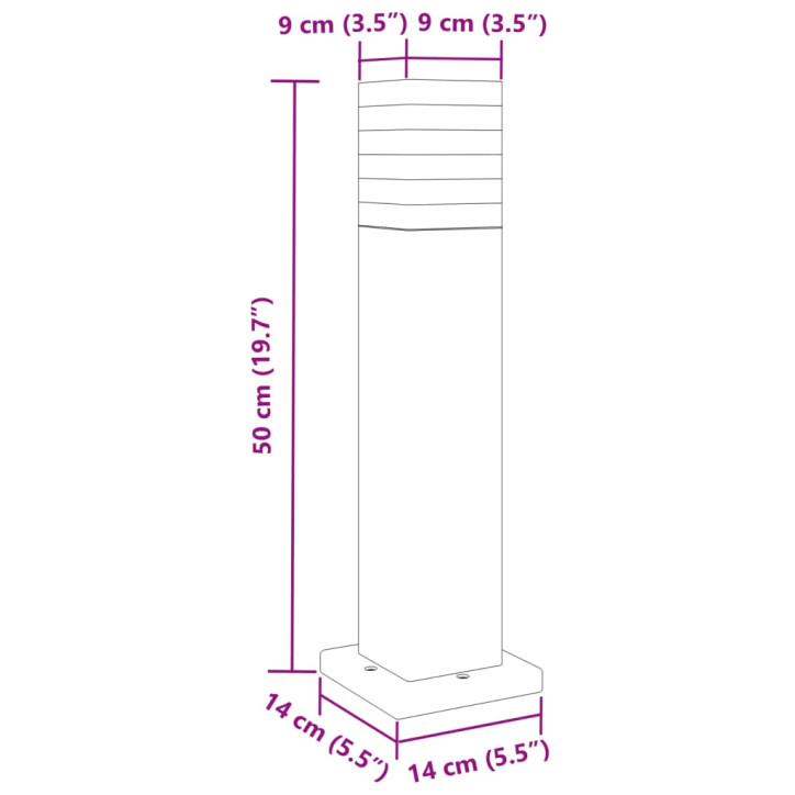 Lauko šviestuvas, 3vnt., juodas, 50cm, aliuminis