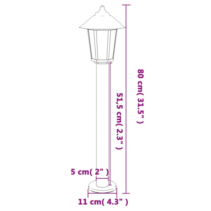 Lauko šviestuvai, 3vnt., sidabriniai, 80cm, plienas