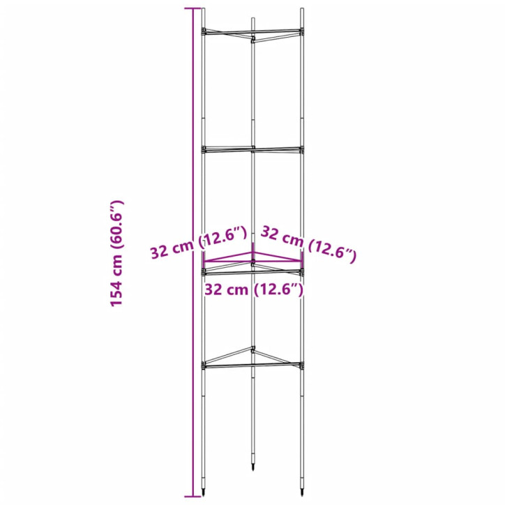 Pomidorų narvai, 6vnt., 154 cm Plienas ir PP