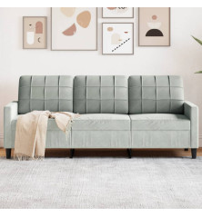 Trivietė sofa, šviesiai pilkos spalvos, 180cm, aksomas