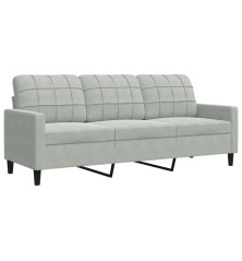 Trivietė sofa, šviesiai pilkos spalvos, 180cm, aksomas