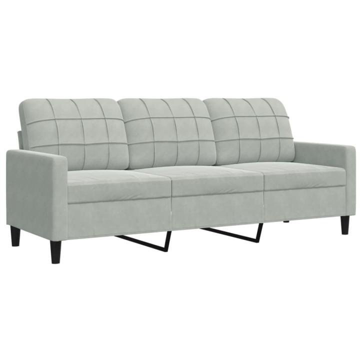 Trivietė sofa, šviesiai pilkos spalvos, 180cm, aksomas