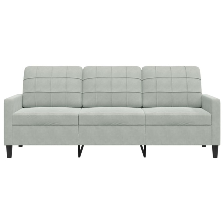 Trivietė sofa, šviesiai pilkos spalvos, 180cm, aksomas