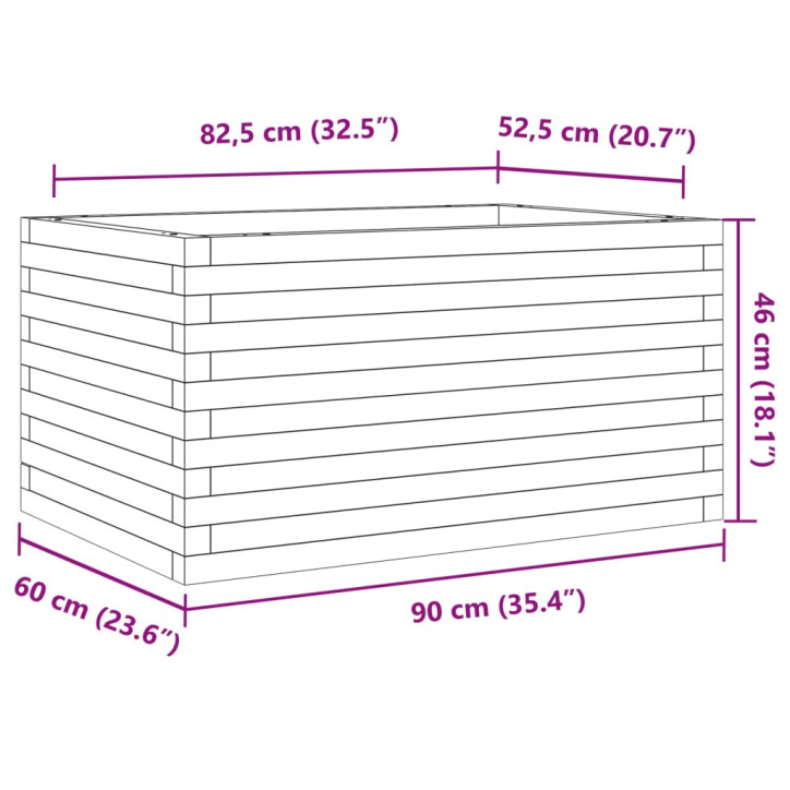 Sodo lovelis, baltas, 90x60x46cm, pušies medienos masyvas