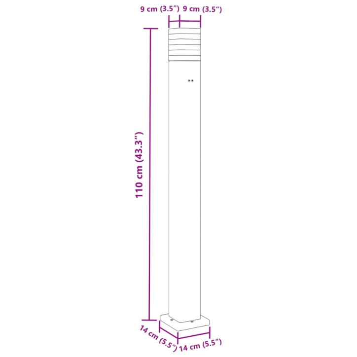 Lauko šviestuvas su išvedimu, 3vnt., juodi, 110cm, aliuminis