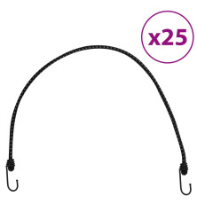 Bungee virvelės su juostelėmis ir kabliukais, 25vnt., 88cm