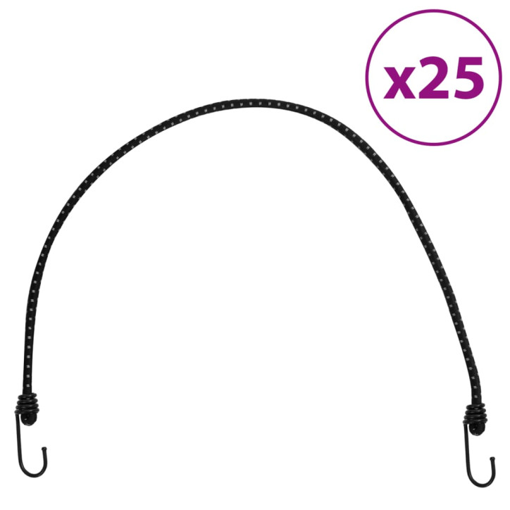 Bungee virvelės su juostelėmis ir kabliukais, 25vnt., 88cm