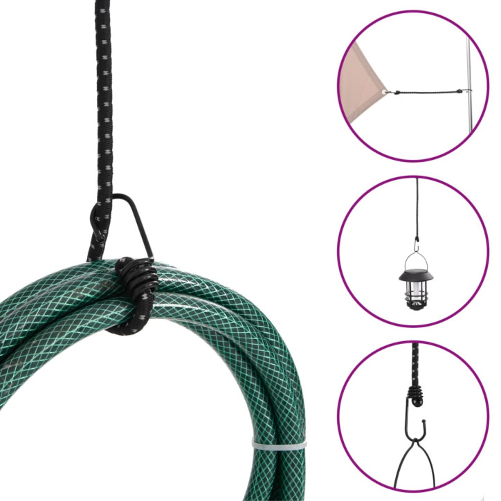 Bungee virvelės su juostelėmis ir kabliukais, 25vnt., 88cm