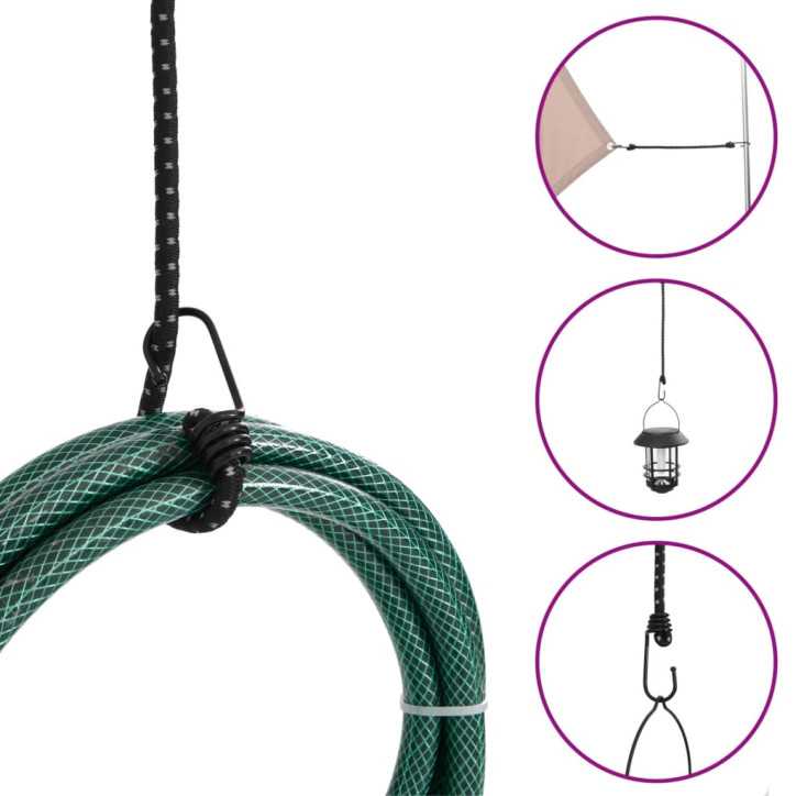 Bungee virvelės su juostelėmis ir kabliukais, 50vnt., 59cm