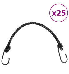 Bungee virvelės su juostelėmis ir kabliukais, 25vnt., 46cm