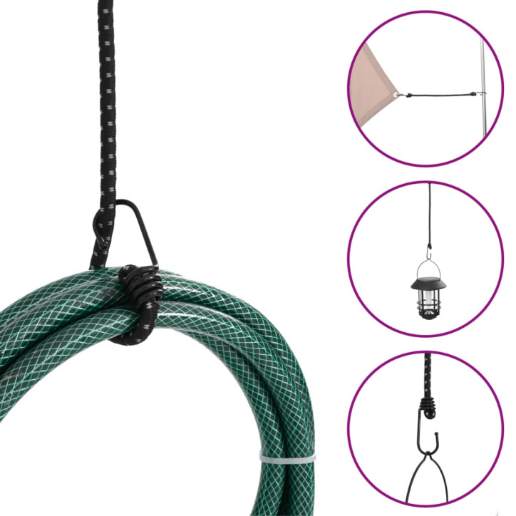 Bungee virvelės su juostelėmis ir kabliukais, 25vnt., 46cm