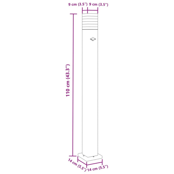 Lauko šviestuvas su jutikliu, 3vnt., juodi, 110cm, aliuminis