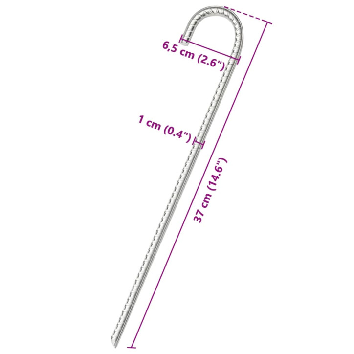 Palapinės kaiščiai, 6vnt., 37cm, skersmuo 10mm, plienas