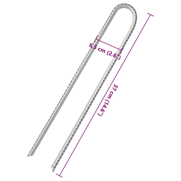 Palapinės kaiščiai, 12vnt., 37cm, skersmuo 10mm, U forma