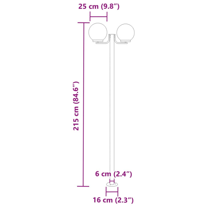 Lauko šviestuvai, 3vnt., sidabriniai, 215cm, plienas