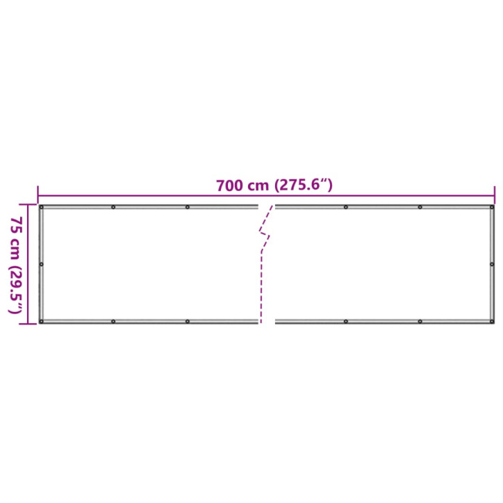 Privatumo suteikianti sodo pertvara, antracito, 700x75cm, PVC