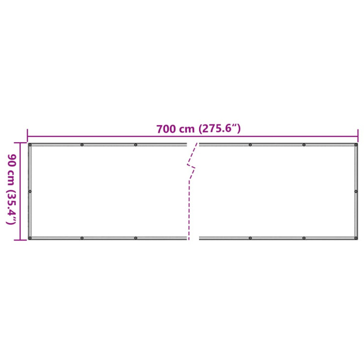 Privatumo suteikianti sodo pertvara, antracito, 700x90cm, PVC