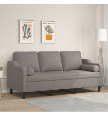 Trivietė sofa su pagalvėlėmis, taupe spalvos, 180cm, audinys