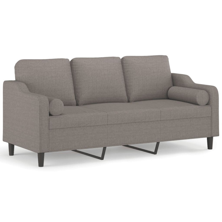 Trivietė sofa su pagalvėlėmis, taupe spalvos, 180cm, audinys