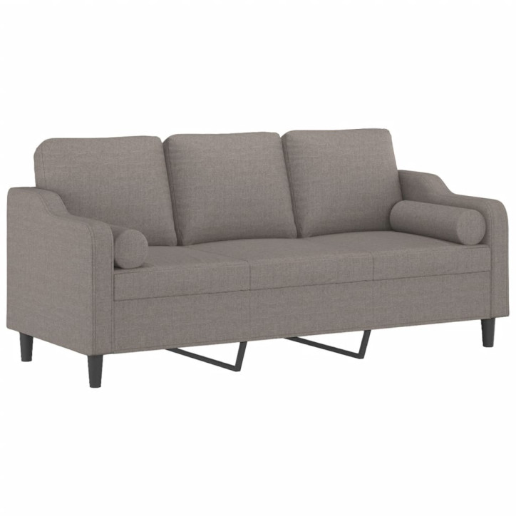 Trivietė sofa su pagalvėlėmis, taupe spalvos, 180cm, audinys