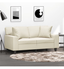 Dvivietė sofa su pagalvėlėmis, kreminė, 120cm, dirbtinė oda