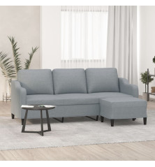 Trivietė sofa su pakoja, šviesiai pilka, 180cm, audinys