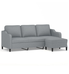 Trivietė sofa su pakoja, šviesiai pilka, 180cm, audinys