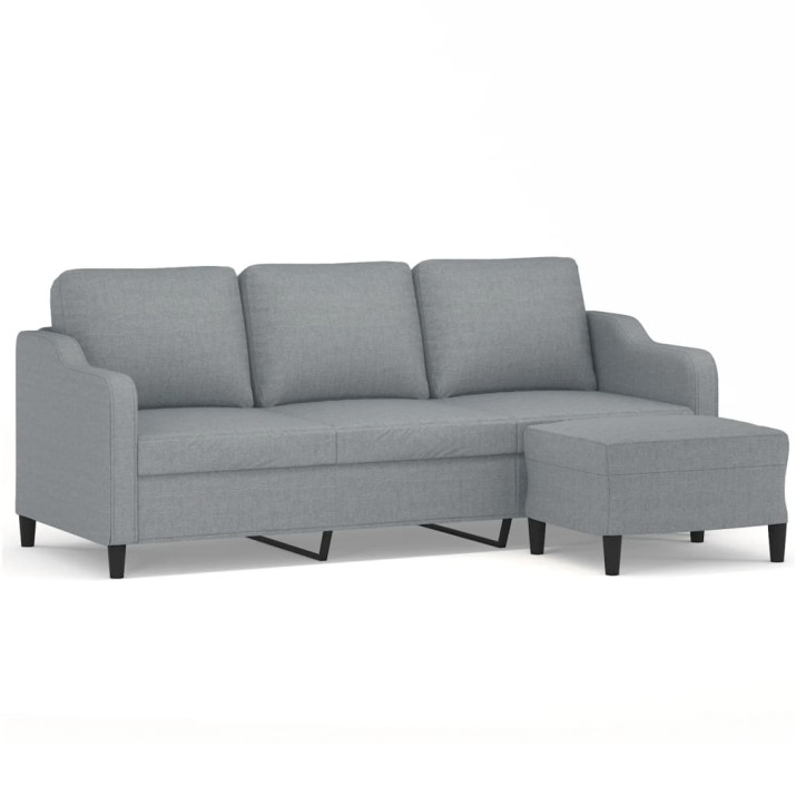 Trivietė sofa su pakoja, šviesiai pilka, 180cm, audinys