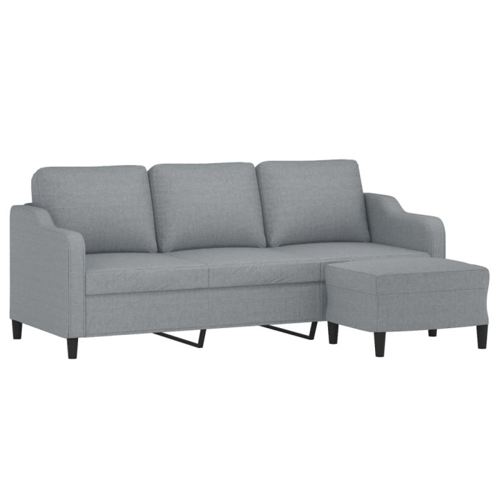 Trivietė sofa su pakoja, šviesiai pilka, 180cm, audinys